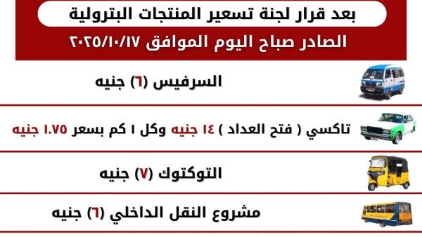 بعد رفع أسعار السولار.. تعرف على تعريفة الركوب الجديد بـالبحيرة| صور بعد رفع أسعار السولار.. تعرف على تعريفة الركوب الجديد بـالبحيرة| صور