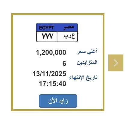 مزاد علني على لوحة سيارة مميزة تتجاوز قيمتها المليون جنيه.. خطوات التقديم مزاد علني على لوحة سيارة مميزة تتجاوز قيمتها المليون جنيه.. خطوات التقديم