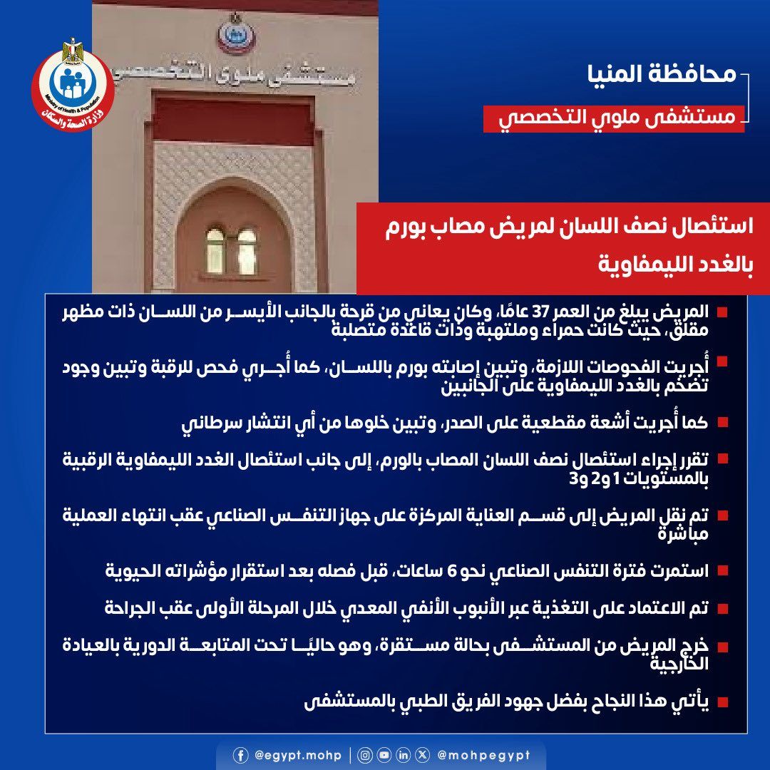 استئصال نصف اللسان لمريض مصاب بورم.. الصحة تكشف التفاصيل - الفجر سبورت