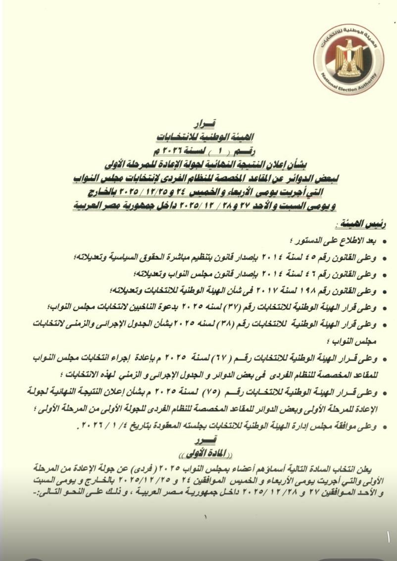 ننشر النتائج الرسمية بحسم 35 مقعدا بـ19 دائرة بانتخابات مجلس النواب | صور - الفجر سبورت