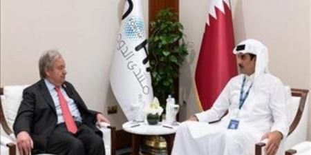 أمير قطر وأمين الأمم المتحدة يبحثان القضايا الإقليمية والدولية ذات الاهتمام المشترك - الفجر سبورت