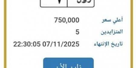 «اقتربت من مليون جنيه».. مزايدة نارية على لوحة سيارة مميزة - الفجر سبورت