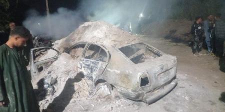 اشتعال سيارة في أبنوب بأسيوط - الفجر سبورت