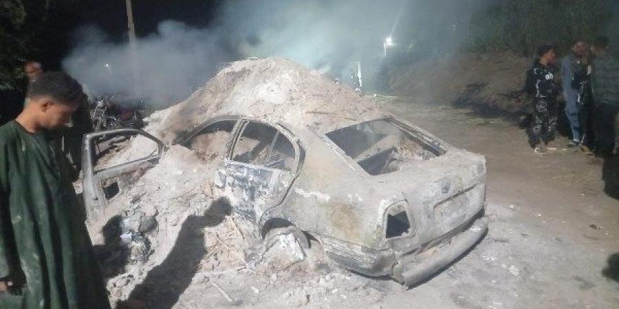 اشتعال سيارة في أبنوب بأسيوط - الفجر سبورت