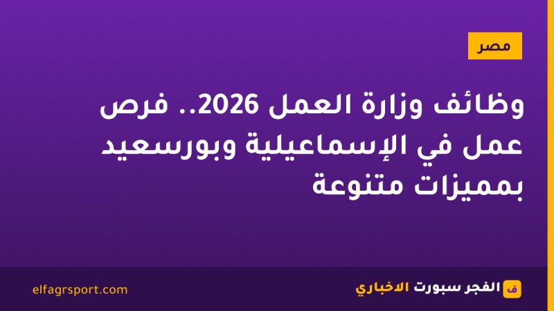 وظائف وزارة العمل 2026.. فرص عمل في الإسماعيلية وبورسعيد بمميزات متنوعة