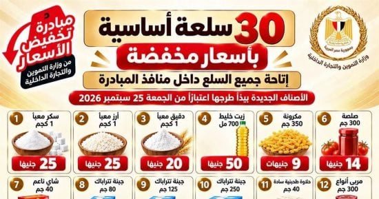 تموين الأقصر: تنفيذ مبادرة لطرح 30 سلعة بأسعار مخفضة بكل المنافذ.. تعرف عليها
