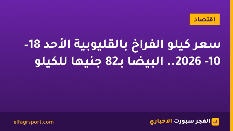 سعر كيلو الفراخ بالقليوبية الأحد 18– 10- 2026.. البيضا بـ82 جنيها للكيلو